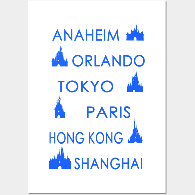 My Cities (Blue on White) Wall Art by DevonDisneyland